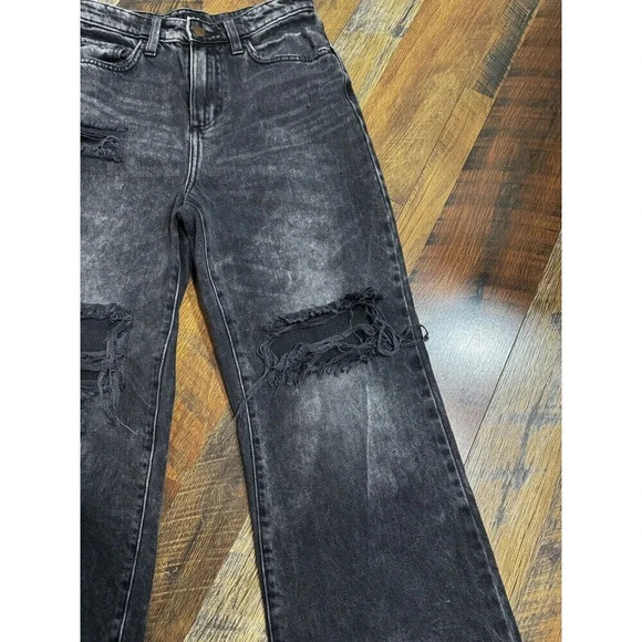 Lee High Rise Black Jeans Wide Leg Jeans Size 26 Cropped - Picture 2 of 9